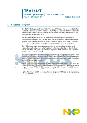 TEA1713T_11 datasheet - Resonant power supply control IC with PFC