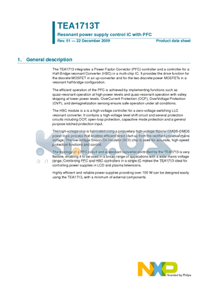 TEA1713T datasheet - Resonant power supply control IC with PFC