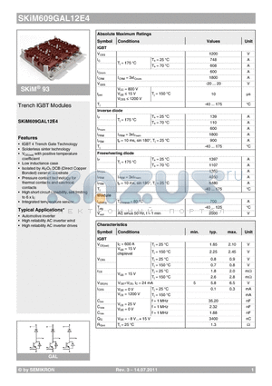 SKIM609GAL12E4 datasheet - Trench IGBT Modules