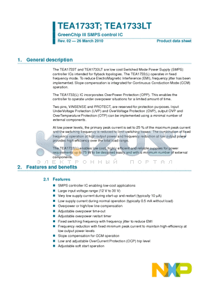 TEA1733LT datasheet - GreenChip III SMPS control IC