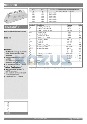 SKKD100_09 datasheet - Rectifier Diode Modules