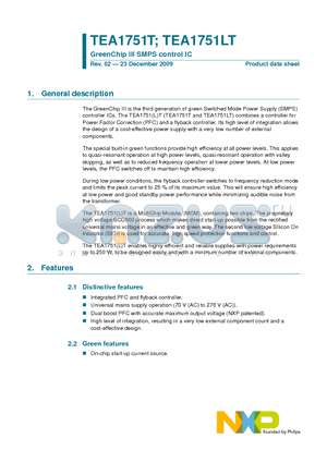 TEA1751LT datasheet - GreenChip III SMPS control IC