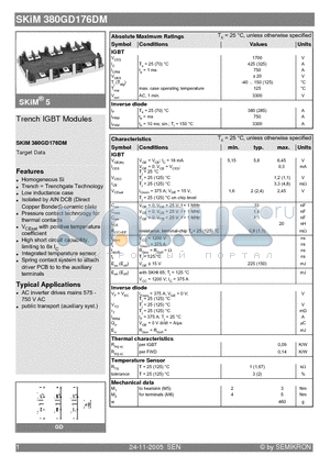 SKIM380GD176DM datasheet - Trench IGBT Modules