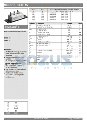 SKKD15/08 datasheet - Rectifier Diode Modules