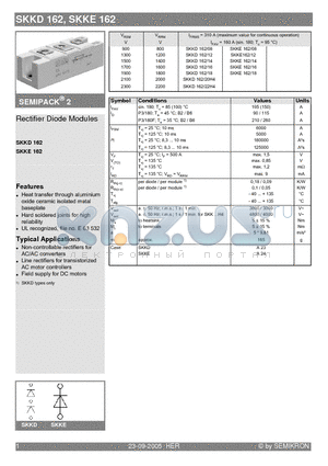 SKKD162/20H4 datasheet - Rectifier Diode Modules