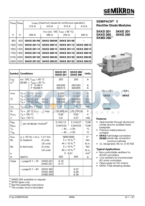 SKKD201 datasheet - Rectifier Diode Modules