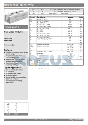 SKKD205F datasheet - Fast Diode Modules