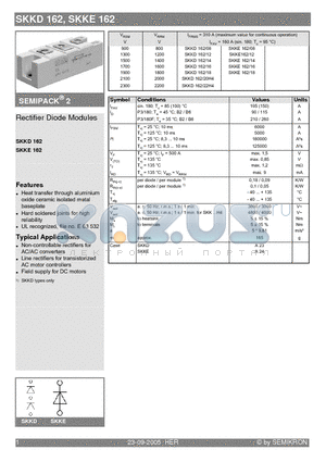 SKKD162/22H4 datasheet - Rectifier Diode Modules
