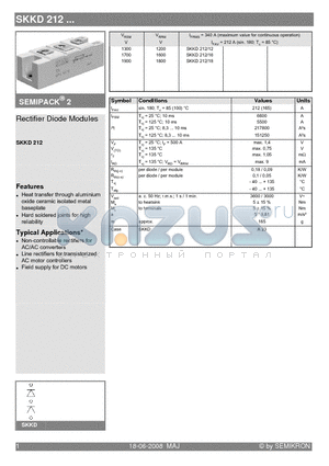 SKKD212 datasheet - Rectifier Diode Modules