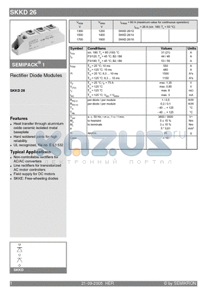 SKKD26 datasheet - Rectifier Diode Modules
