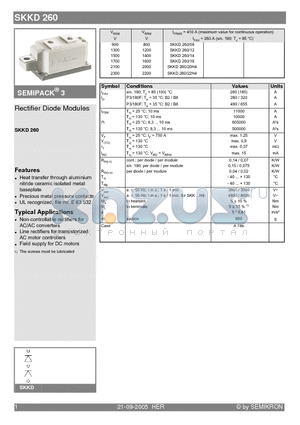 SKKD260/08 datasheet - Rectifier Diode Modules