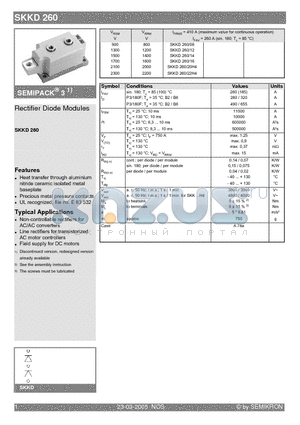 SKKD260/12 datasheet - Rectifier Diode Modules