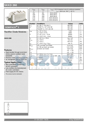 SKKD260/12 datasheet - Rectifier Diode Modules