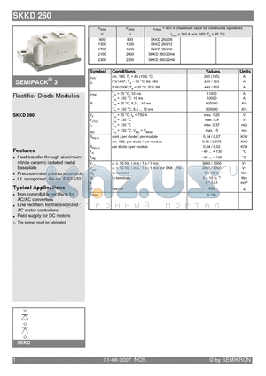 SKKD260/16 datasheet - Rectifier Diode Modules