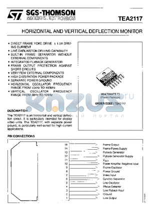 TEA2117 datasheet - Horizontal and vertical deflection monitor