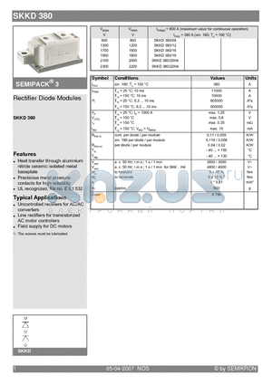 SKKD380/08 datasheet - Rectifier Diode Modules