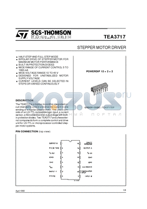 TEA3717 datasheet - STEPPER MOTOR DRIVER