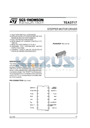 TEA3717DP datasheet - STEPPER MOTOR DRIVER