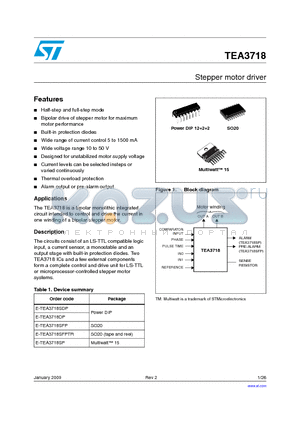 TEA3718SP datasheet - Stepper motor driver