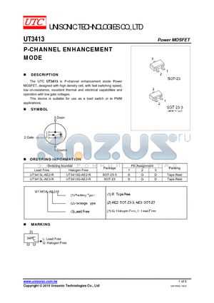 UT3413 datasheet - P-CHANNEL ENHANCEMENT MODE