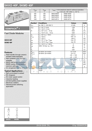 SKKD40F08 datasheet - Fast Diode Modules