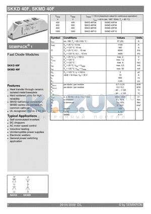 SKKD40F_09 datasheet - Fast Diode Modules