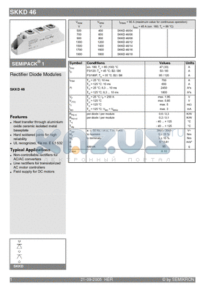 SKKD46/12 datasheet - Rectifier Diode Modules