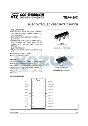 TEA6415C datasheet - BUS-CONTROLLED VIDEO MATRIX SWITCH