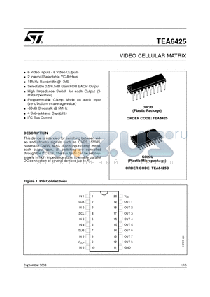 TEA6425 datasheet - VIDEO CELLULAR MATRIX