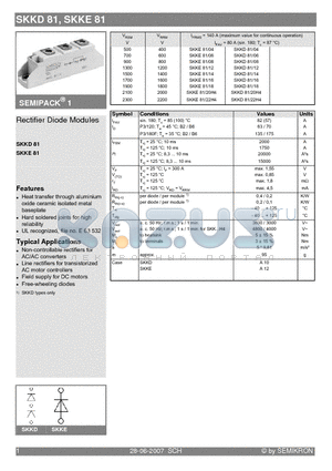 SKKD81/08 datasheet - Rectifier Diode Modules