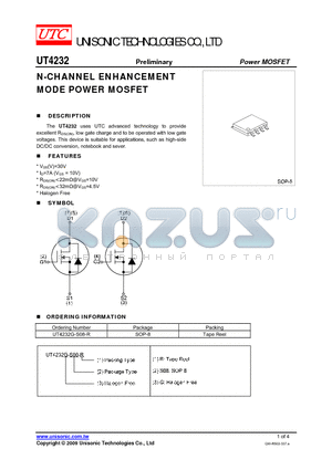 UT4232G-S08-R datasheet - N-CHANNEL ENHANCEMENT MODE POWER MOSFET