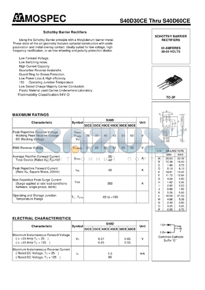 S40D30CE datasheet - Schottky Barrier Rectifiers