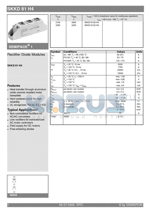 SKKD81H4 datasheet - Rectifier Diode Modules