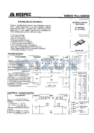 S40D40 datasheet - SCHOTTKY BARRIER RECTIFIERS(40A,30-60V)