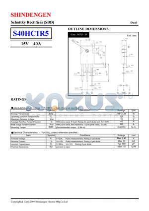 S40HC1R5 datasheet - SCHOTTKY RECTIFIERS SBD