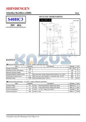 S40HC3 datasheet - SCHOTTKY RECTIFIERS (SBD)