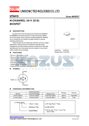 UT4410G-S08-T datasheet - N-CHANNEL 30-V (D-S) MOSFET