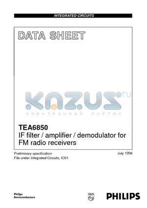 TEA6850H datasheet - IF filter / amplifier / demodulator for FM radio receivers