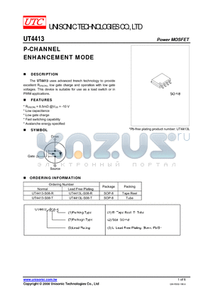 UT4413 datasheet - P-CHANNEL ENHANCEMENT MODE