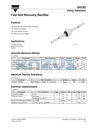 S413D datasheet - Fast Soft Recovery Rectifier