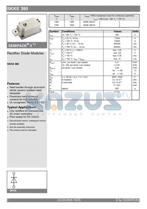 SKKE380/12 datasheet - Rectifier Diode Modules