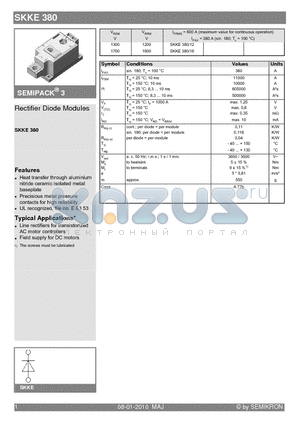 SKKE380_10 datasheet - Rectifier Diode Modules