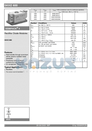 SKKE600 datasheet - Rectifier Diode Modules