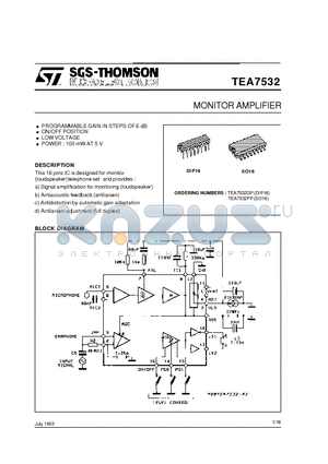 TEA7532DP datasheet - MONITOR AMPLIFIER