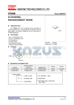 UT4446G-S08-R datasheet - N-CHANNEL ENHANCEMENT MODE