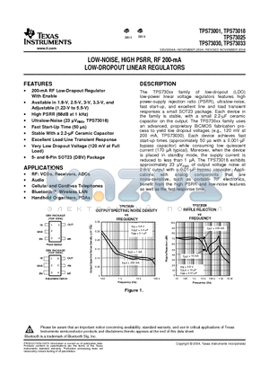 TPS73001DBVR datasheet - LOW-NOISE, HIGH PSRR, RF 200-mA LOW-DROPOUT LINEAR REGULATORS