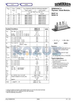 SKKH15/12E datasheet - Thyristor / Diode Modules