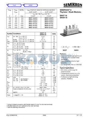 SKKH15/14E datasheet - Thyristor / Diode Modules