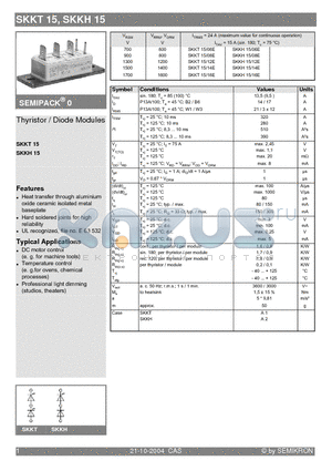 SKKH15/16E datasheet - Thyristor / Diode Modules