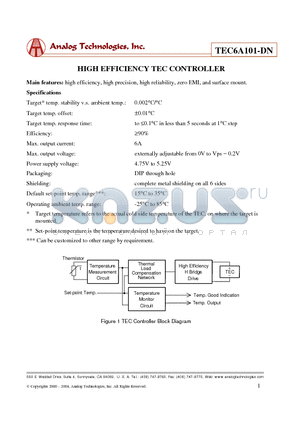 TEC6A101-D datasheet - HIGH EFFICIENCY TEC CONTROLLER